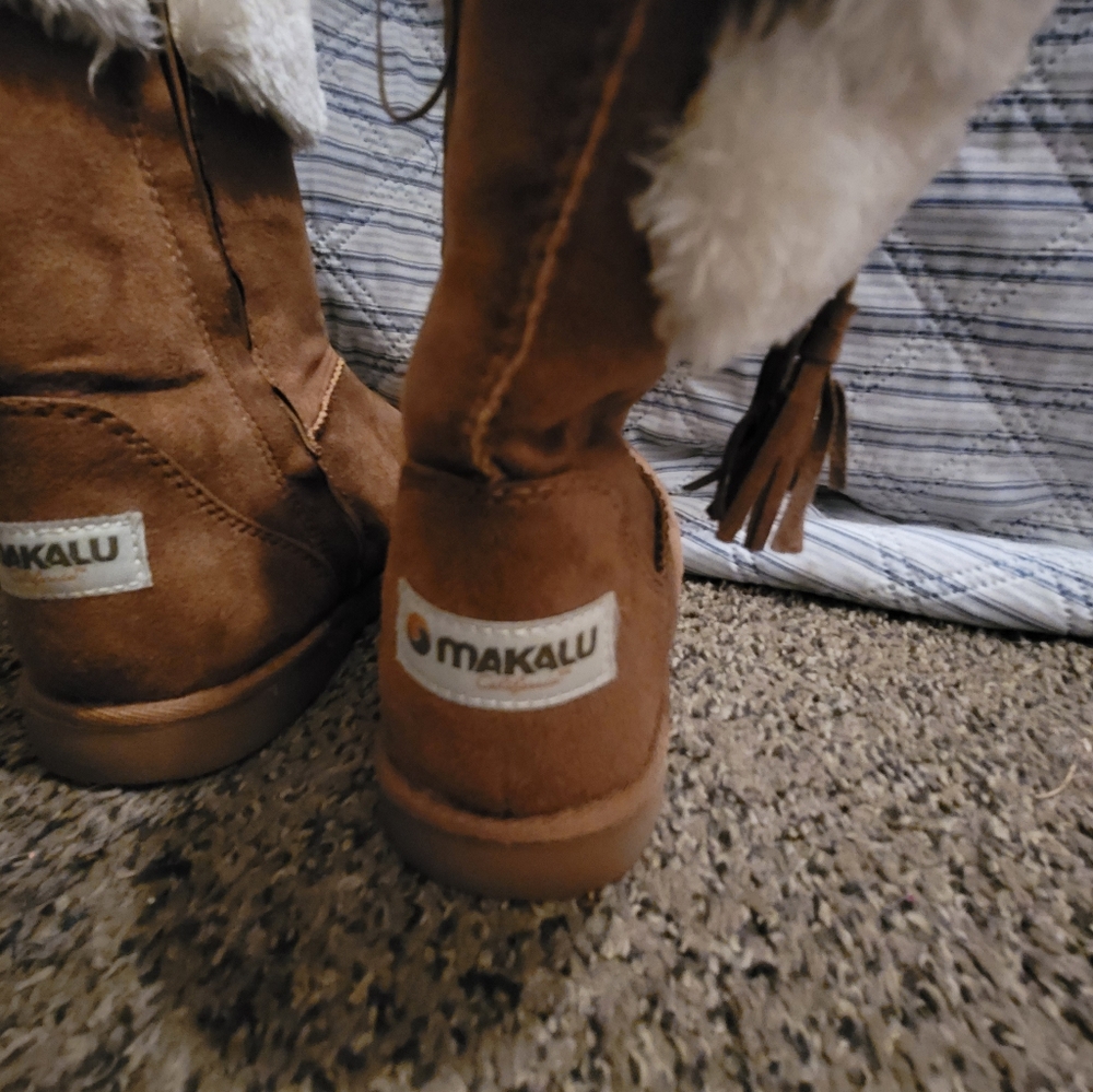 GIRLS' MAKALU BIG KID ICELAND TAN SUEDE WINTER BOOTS SIZE 4 !!!!๐ข โค ๐๐๐๐ - Picture 12 of 14